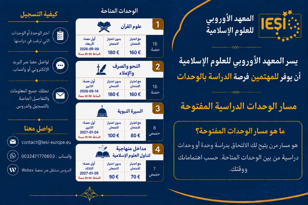 إعلان عن فتح التسجيل في مسار الوحدات الدراسية المفتوحة
